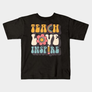 Teach Love Inspire Back To School Teacher Kids T-Shirt